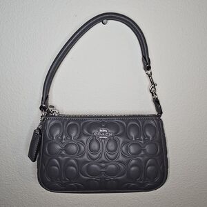 Coach Gray Embossed Leather Shoulder Bag
